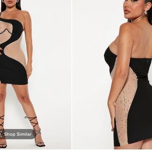 Black and rhinestone mini dress